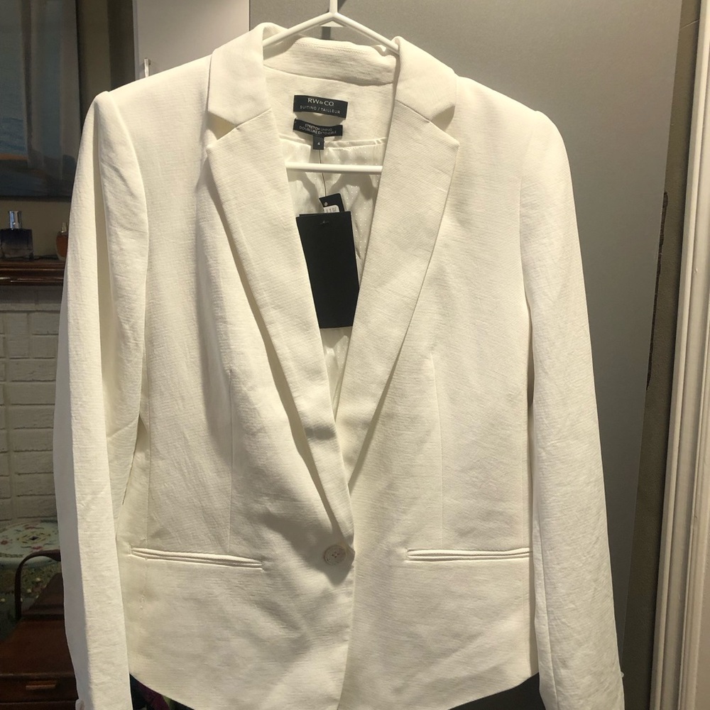 🇨🇦RW & Co Ivory 1 Button Blazer Size 4 BNWT